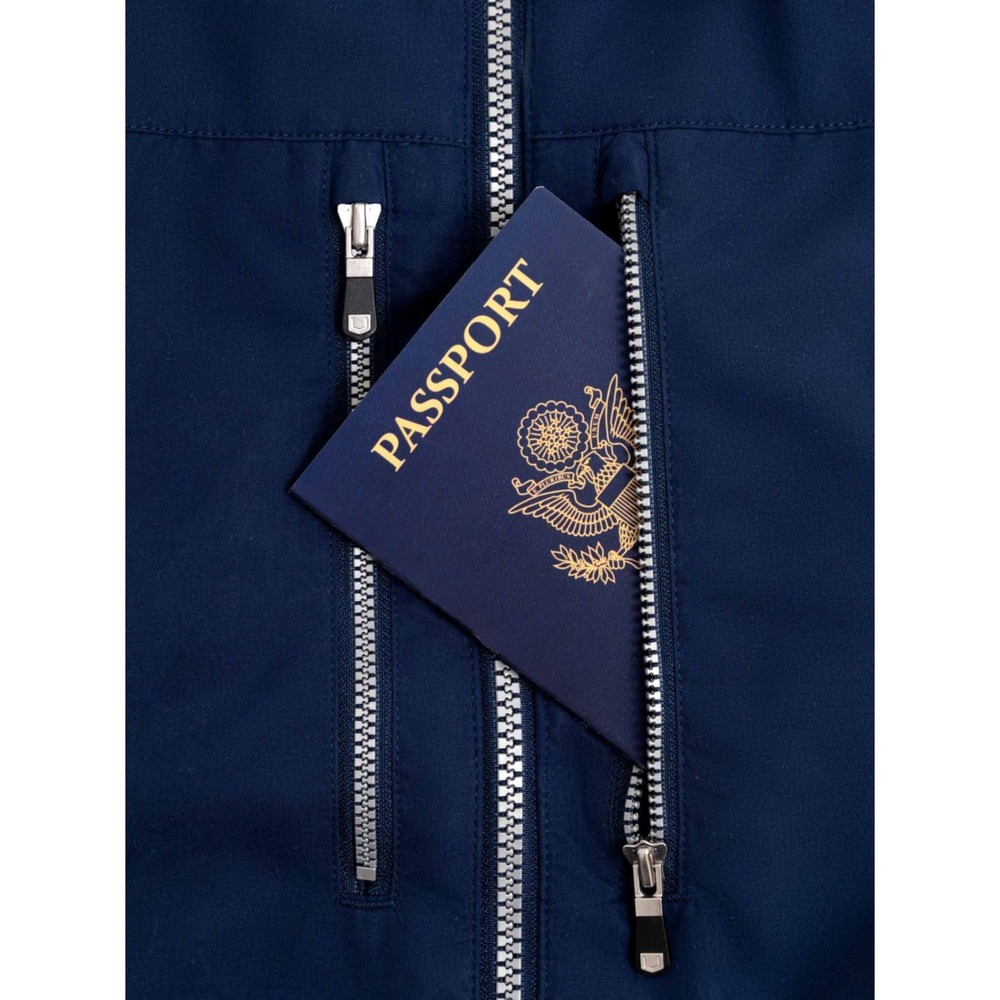 SCOTTeVEST The 101 Travel Vest Mens Sz L Navy Blue Multi Hidden Pockets Tech NWT - Picture 4 of 12